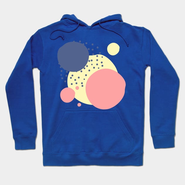 Art circles and dots pattern - yellow, pink and dark blue Hoodie by Fireflies